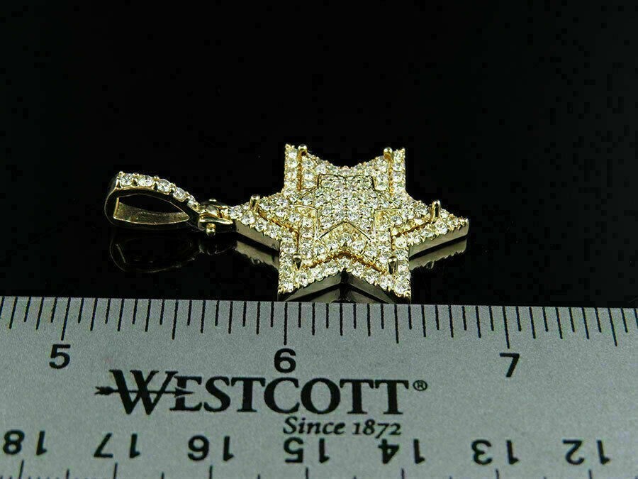 3.00 Ct Round Lab Created Diamond Star Of David Pendant 14K Yellow Gold Finish