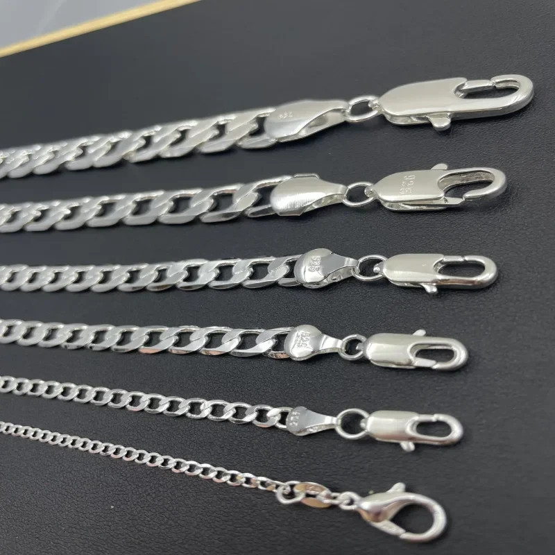 Hot 925 Sterling Solid Silver Sideways Chain Women Men Necklace Jewelry Gift