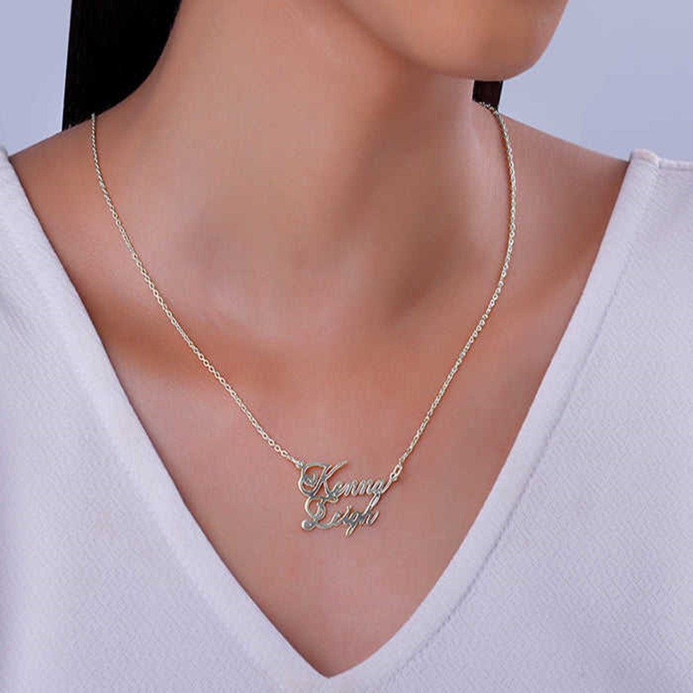 Personalized 2 Name Double Couple Pendant Necklace Customized Necklace for Women