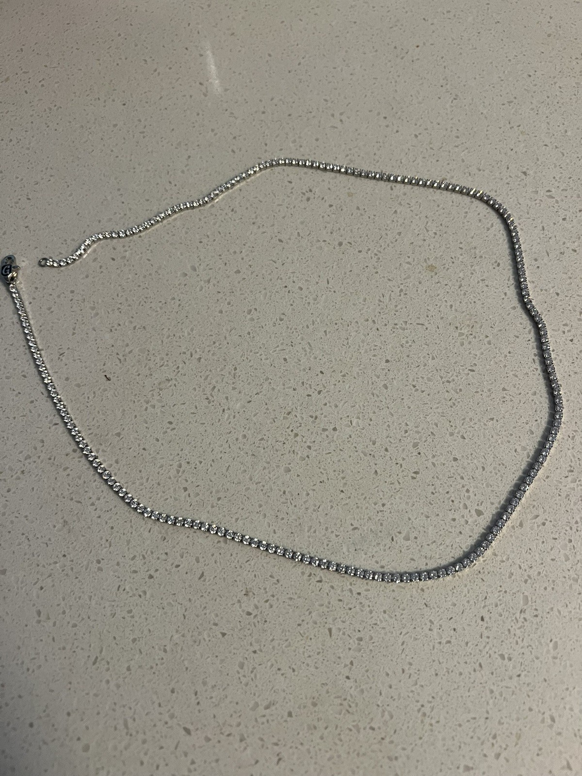 GLD Micro Tennis Necklace 18″ White Gold Metal Tennis Chain