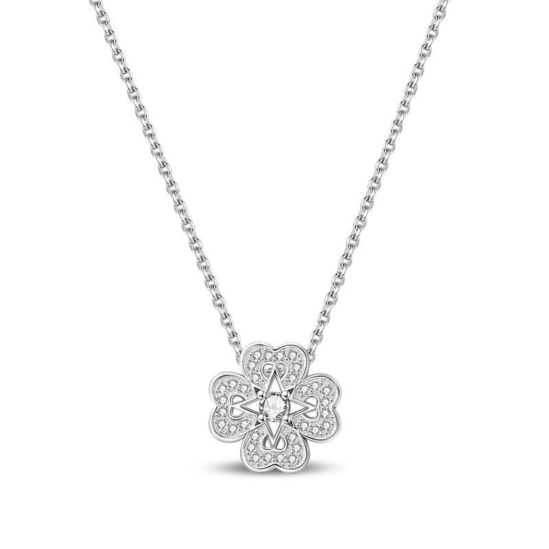 PANDACH 925 Sterling Silver Sparkling Lucky Star Pendant Necklace For Women Gift