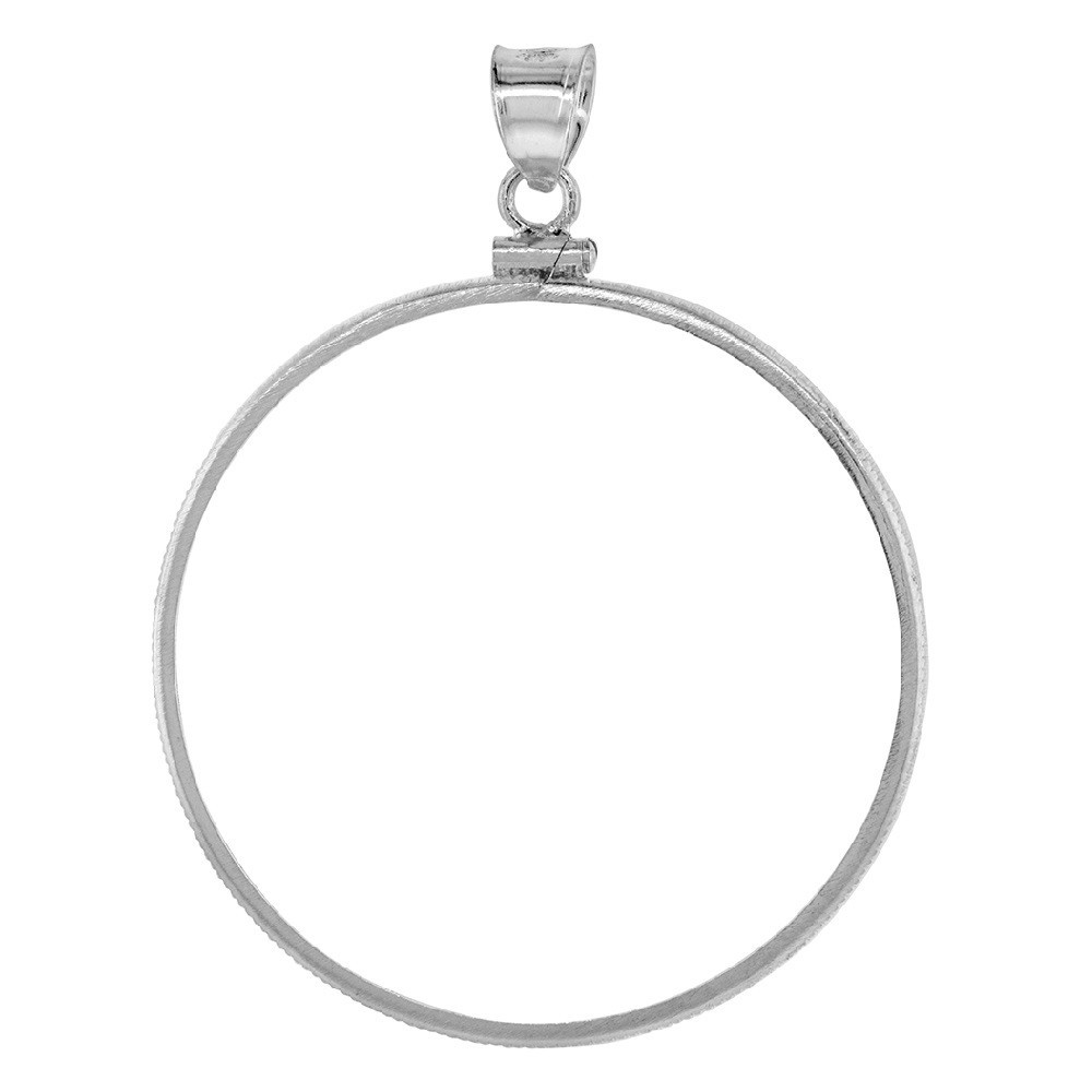 40.7 mm Sterling Silver Screw Top Edge 1 oz Silver Eagle Coin Bezel Pendant