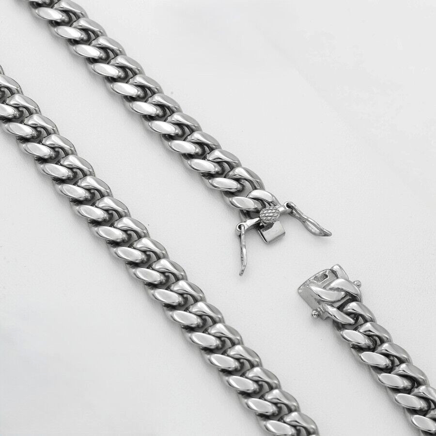 Men’s.24″Stainless-Steel 12mm Miami Cuban Curb Necklaces Soild High Polish *Box