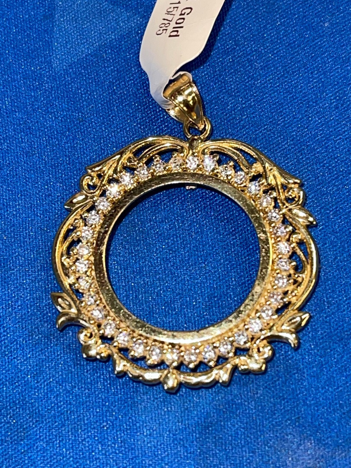 For 10 Peso Coin 7.7g 14k Yellow Gold Bezel Greek Key Bizel Moneda Cubic Zarcon