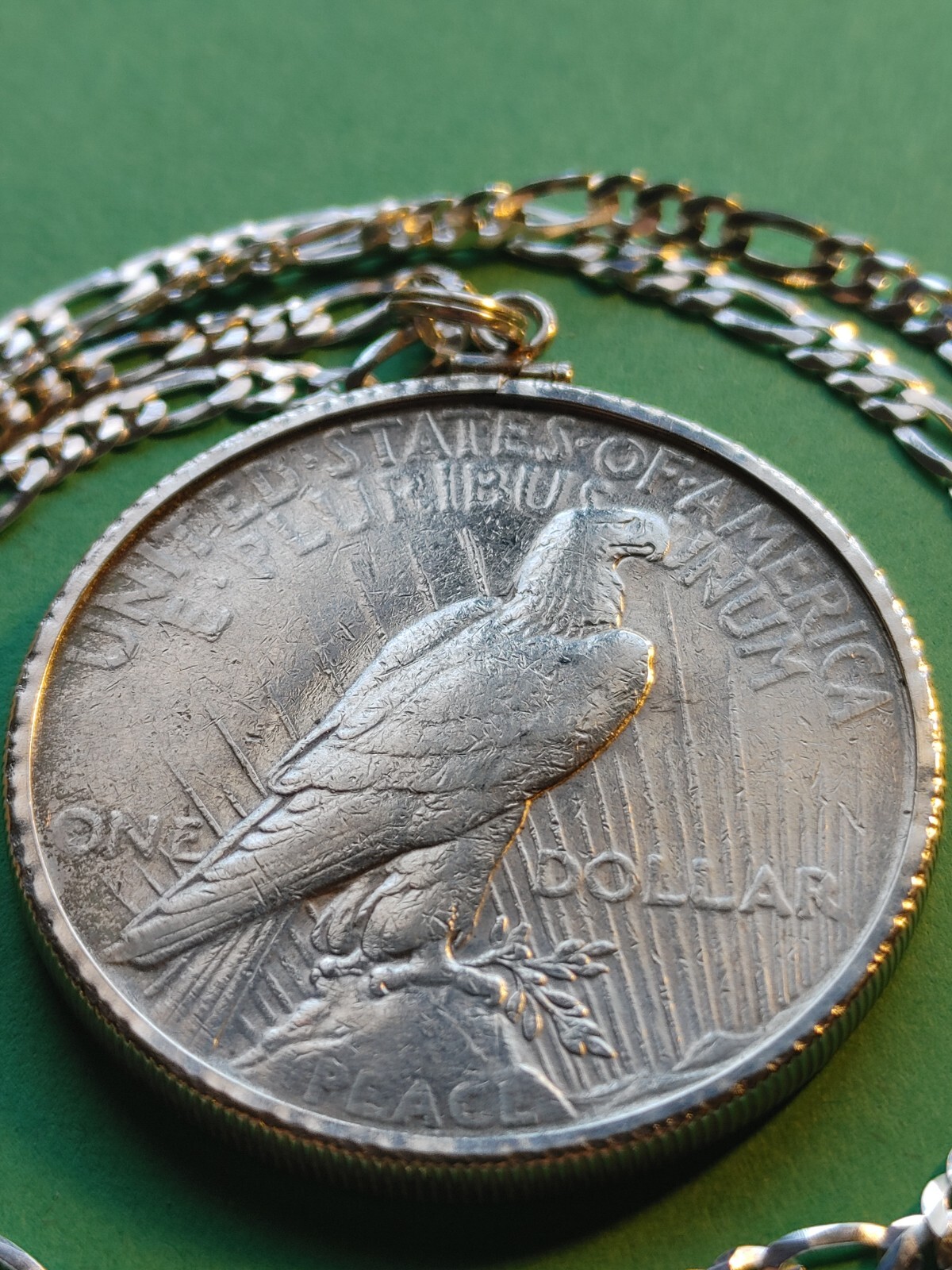 1922 Peace Liberty 900 SILVER DOLLAR Pendant 22″ 925 STERLING Chain & GIFT BOX