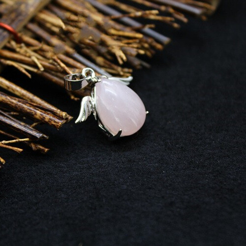 25*24mm Natural Stone Crystal Gemstone Angel Wing Pendant Unisex Adult Jewelry