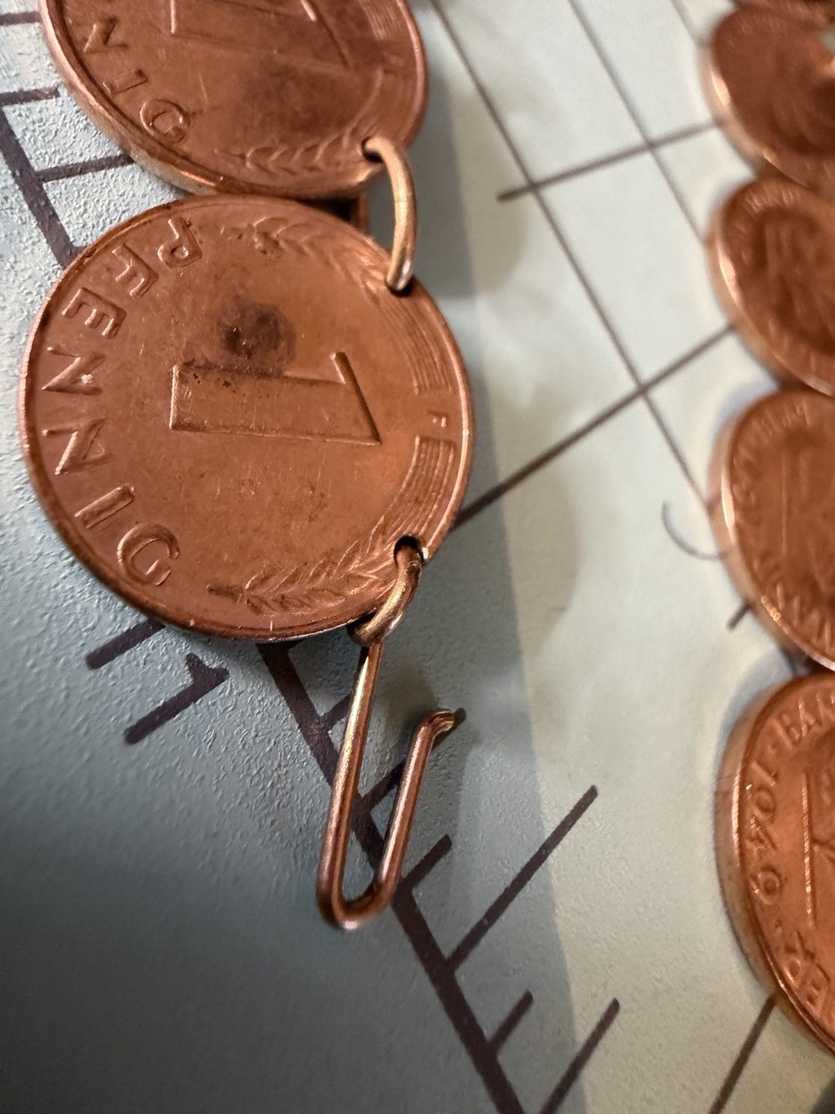 Vintage 1950 Germany 1 Pfennig Coin Necklace – 30 Inches!
