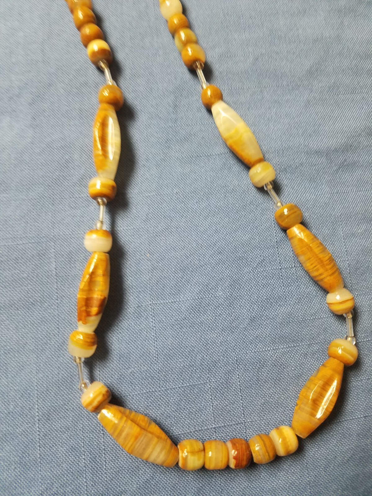 Beautiful 25″ Beaded Necklace Earthtone Colors With Accents