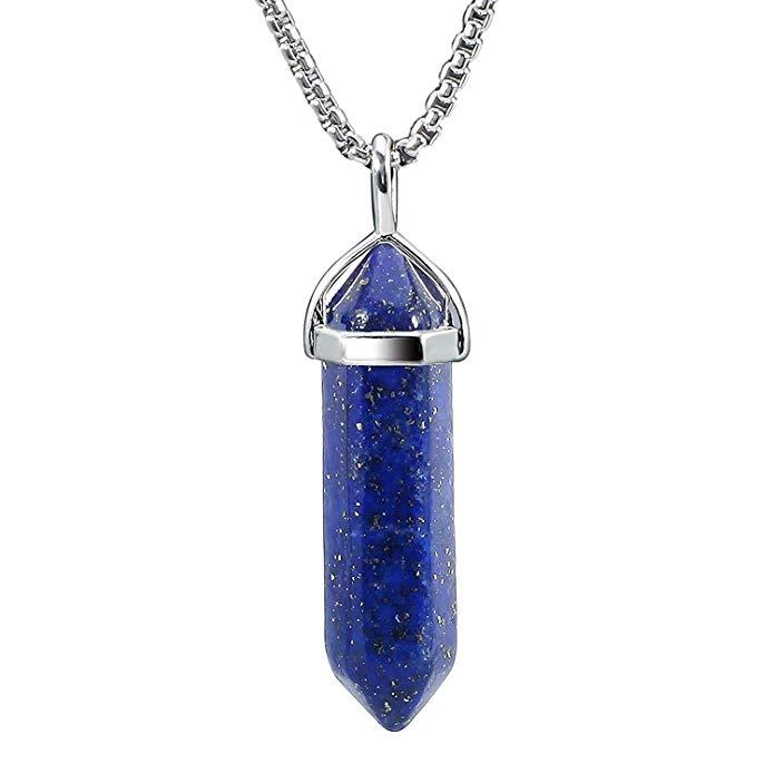 Natural Quartz Crystal Point Chakra Healing Gemstone Pendant Necklace Stone Gift