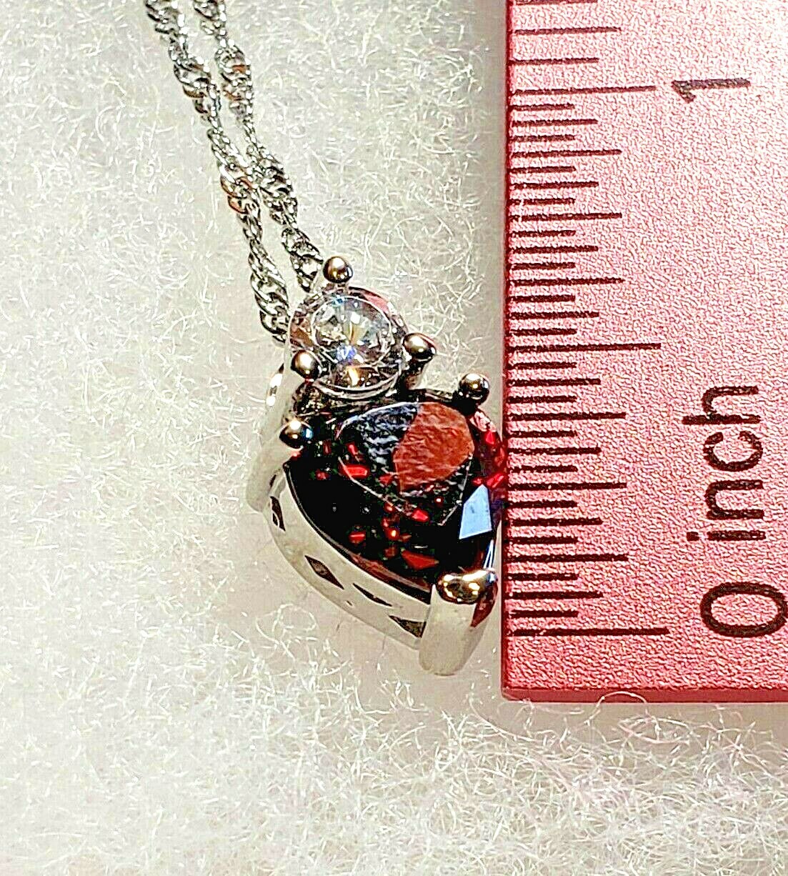Valentine’s Day Gift/Birthday Gift Necklace Red Heart Shaped Pendant Top Crystal