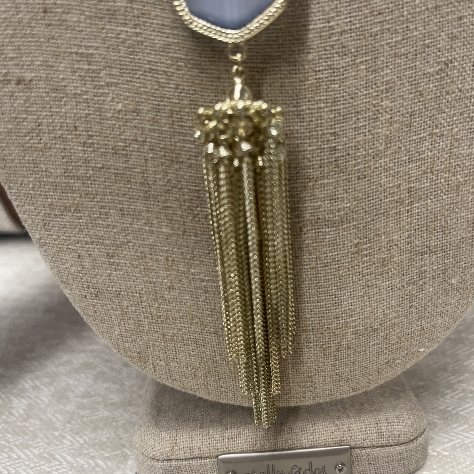 Kendra Scott Rayne Light Smokey Gray Pendant and Tassel Necklace