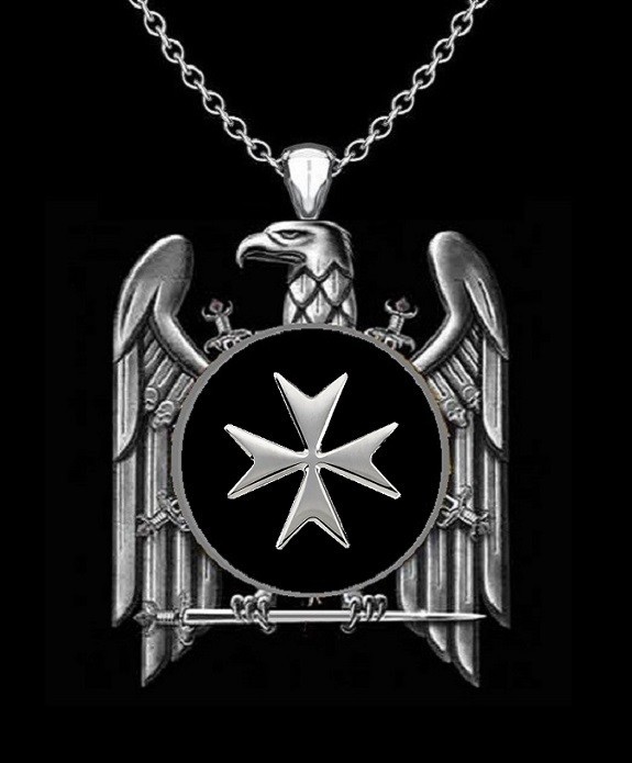BATTLE EAGLE Necklace – Holy Roman Maltese Cross – 24″ Stainless Chain