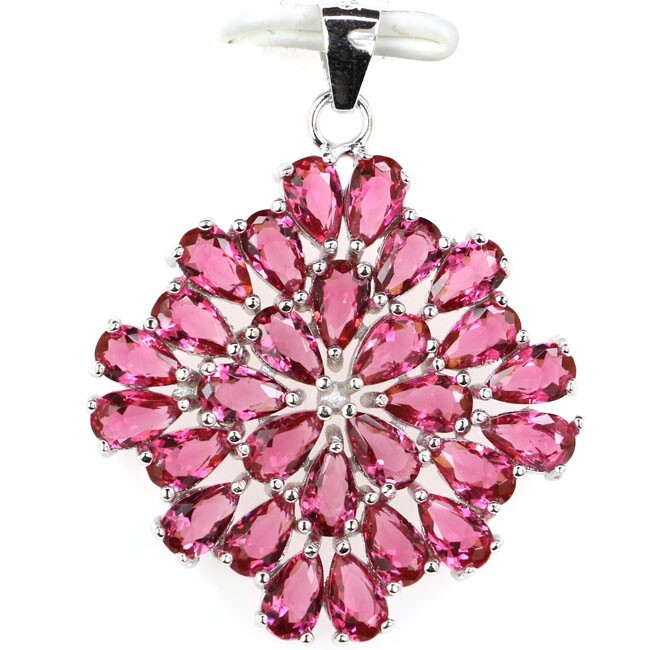 925 SOLID STERLING SILVER Pendant Raspberry Rhodolite Garnet Women Gift