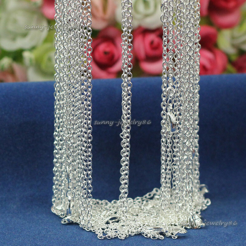 Wholesale 10pcs 2mm 925 Solid Sterling Silver Plated “O” Chain Necklace 16″-30″