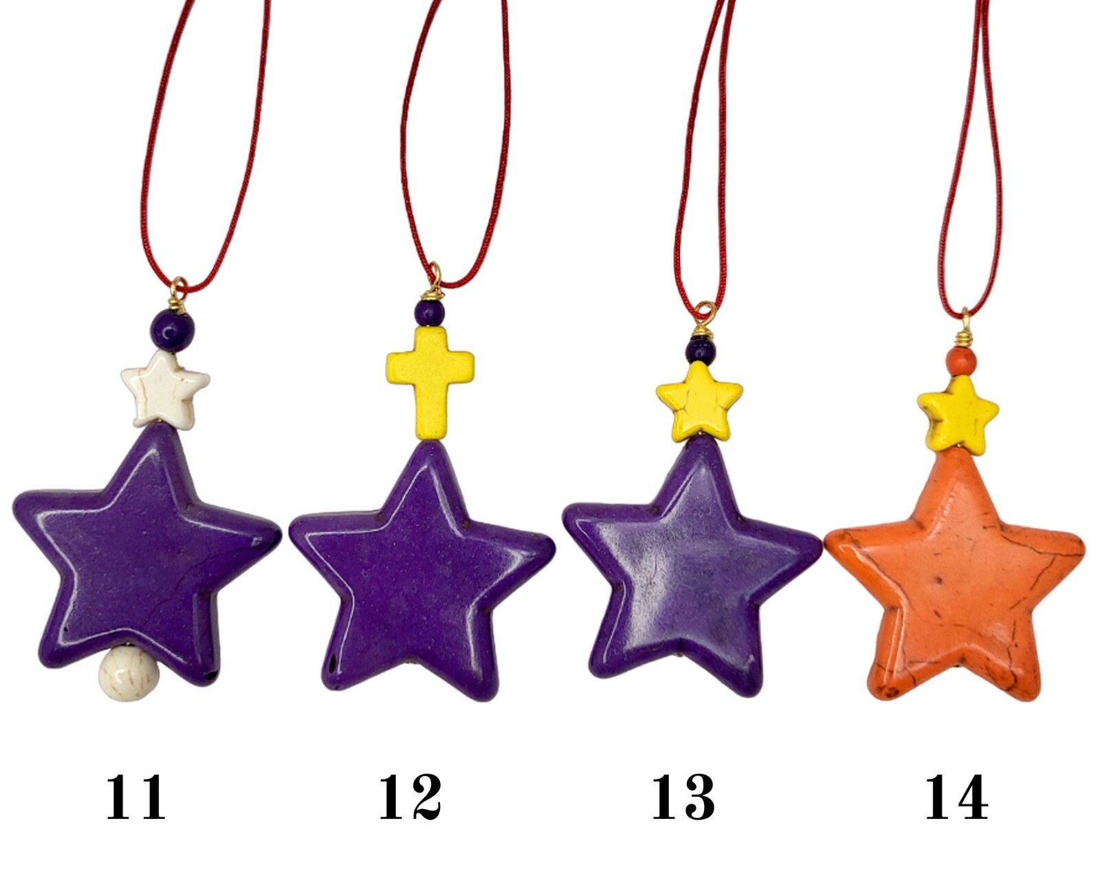 Christmas Star Ornament Decor, Hand Carved Healing Crystal Turquoise Star