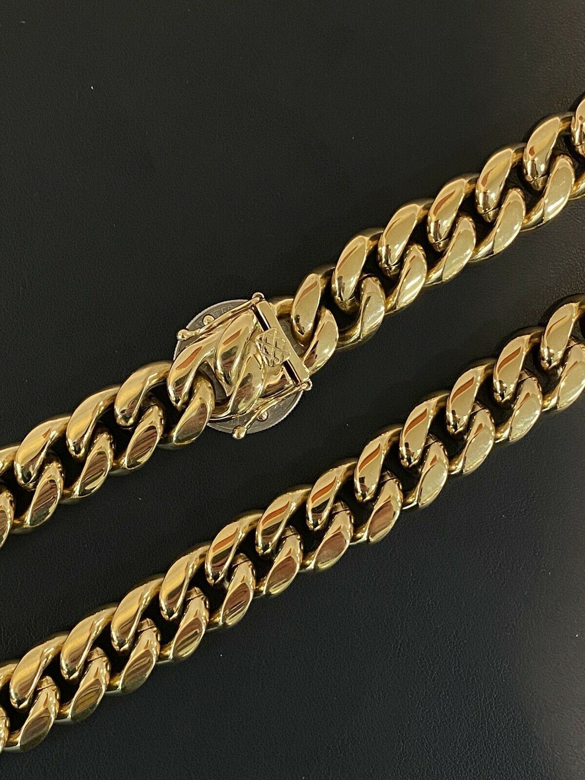 Miami Cuban Link Chain 16mm Box Clasp 14k Gold Plated Stainless Steel 20″ Choker