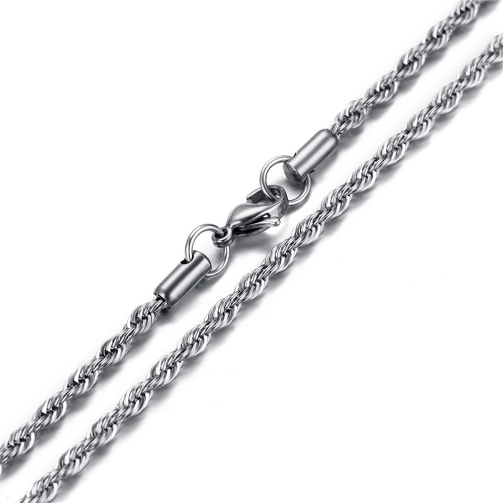 5pcs/lot 2.4/3/4mm Stainless Steel Twisted Rope Chain Necklace for Men Women