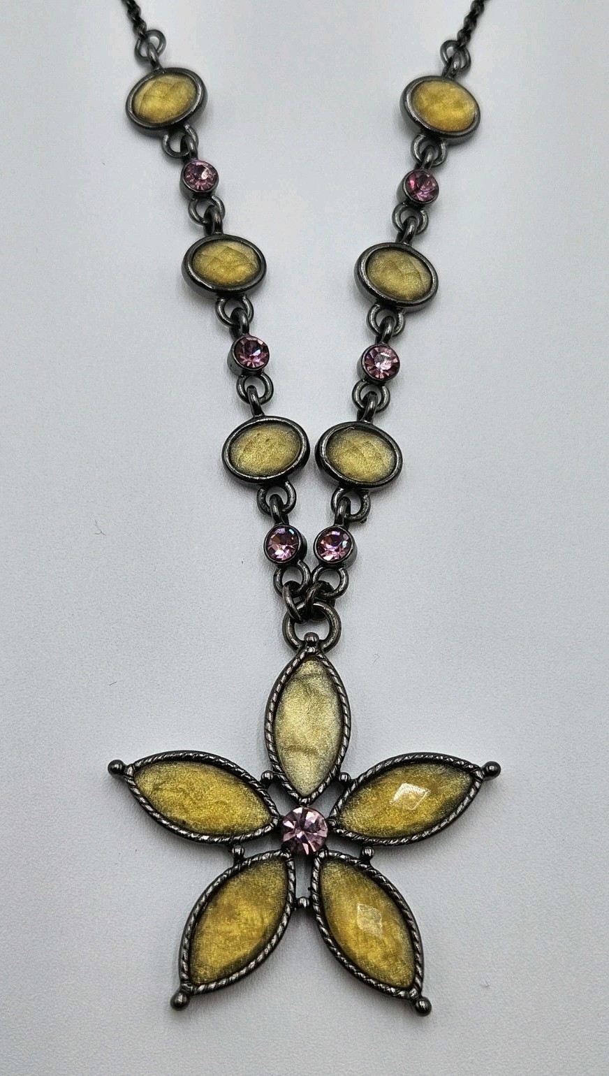 Park Lane Ashley Necklace Yellow Flowers/Pink Accents Rhinestones
