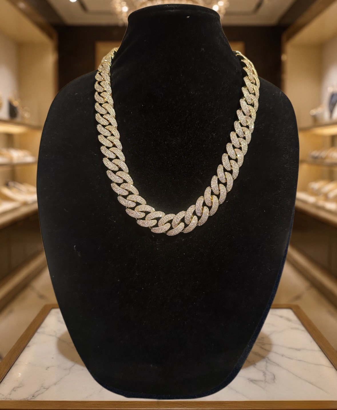 MASSIVE 14k STAMPED 20mm GOLD Cuban Miami Chain 82ctw VVS Lab Sim Diamond 450g+