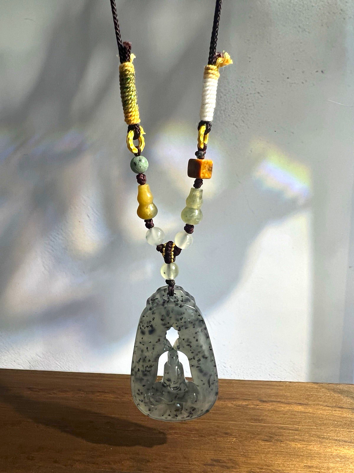 Natural sleeve jade no-phase Buddha hand-woven necklace