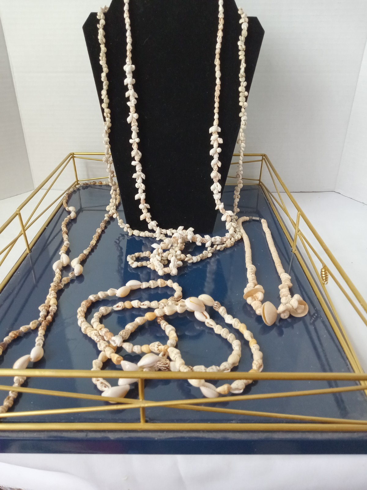 5-piece Lot Shell Necklaces Featuring Cowrie Shell and Puka Shells
