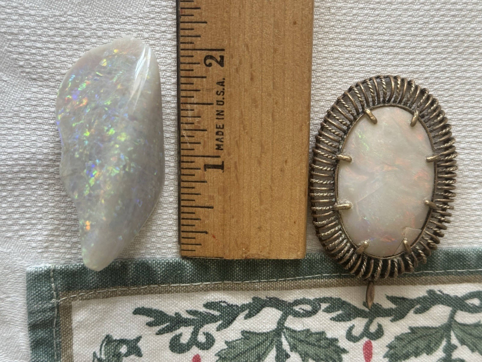Oval White Opal Pendant, Silver Metal, Prong Set, Silver Tone, 1 Gemstone