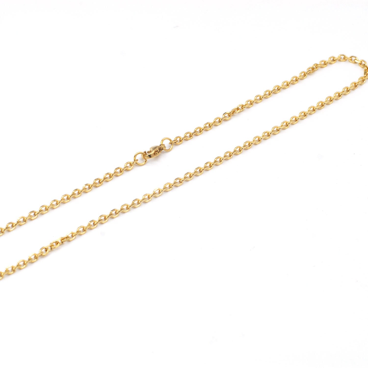 Stainless Steel Gold Plated Flat Cable Necklace with Lobster Clasp 18″ 3mm SSC38