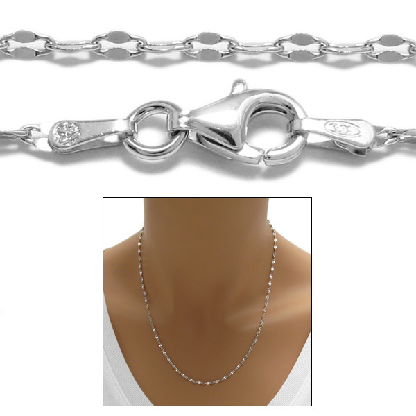 925 Sterling Silver Unique Coffee Link Chain Necklace 2mm (030 gauge)