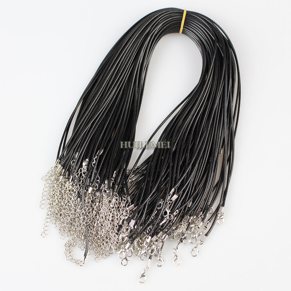 Wholesale 100pcs Waxed Cotton Necklace Cord 1.5mm / 2mm 18″ For Pendant Necklace