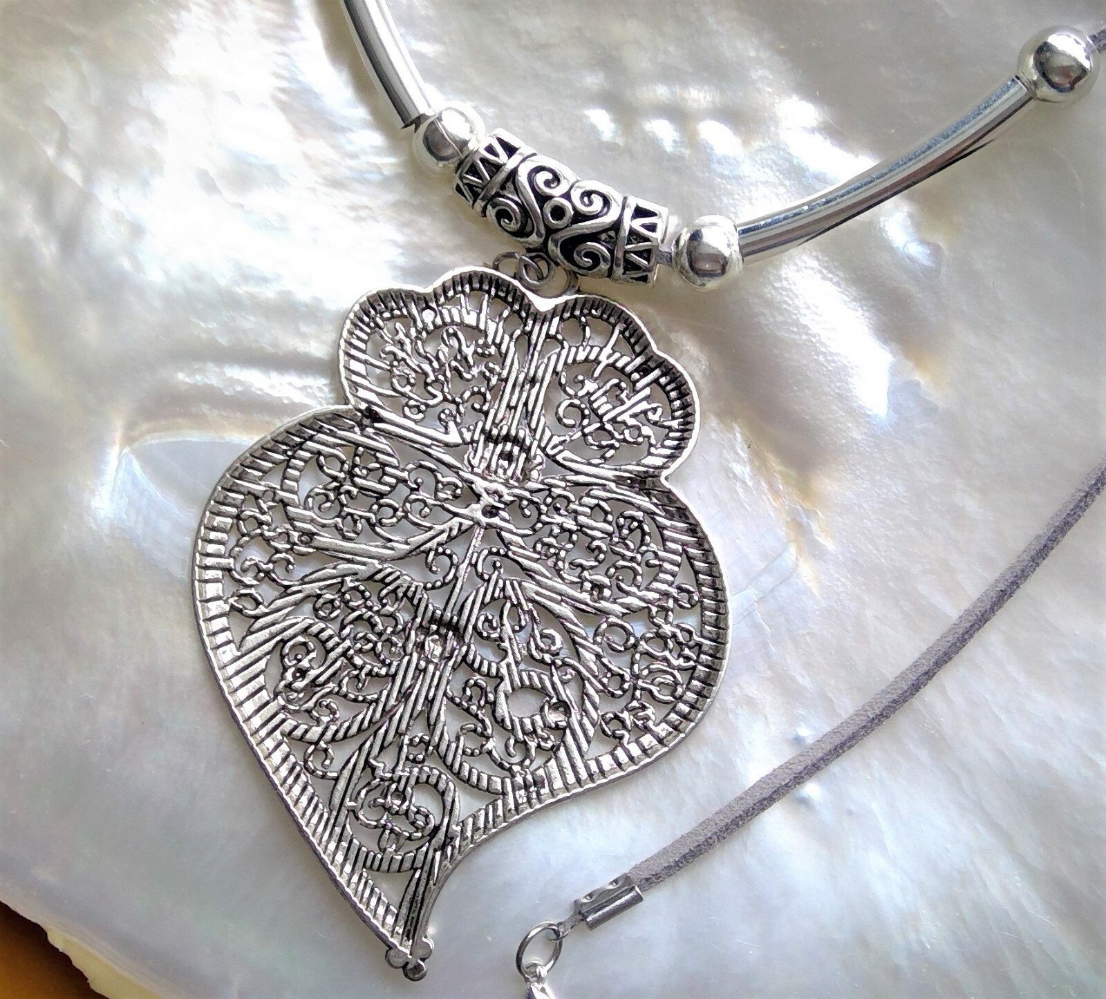 TIBETAN SILVER ALLOY STATEMENT PENDANT