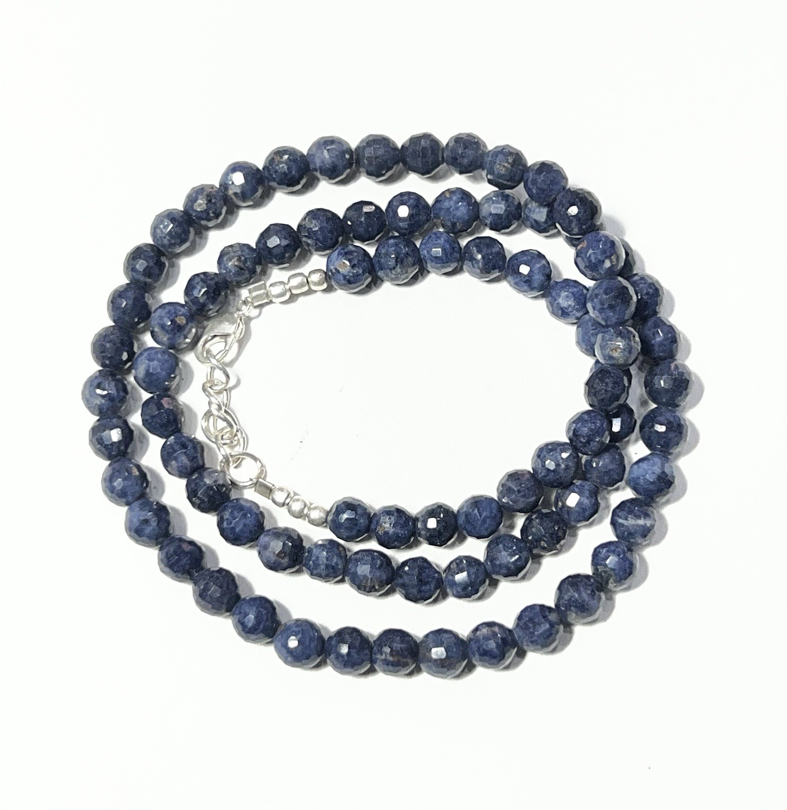 Natural Royal Blue Sapphire 6 mm faceted Round Beads. Sapphire Necklace 21”