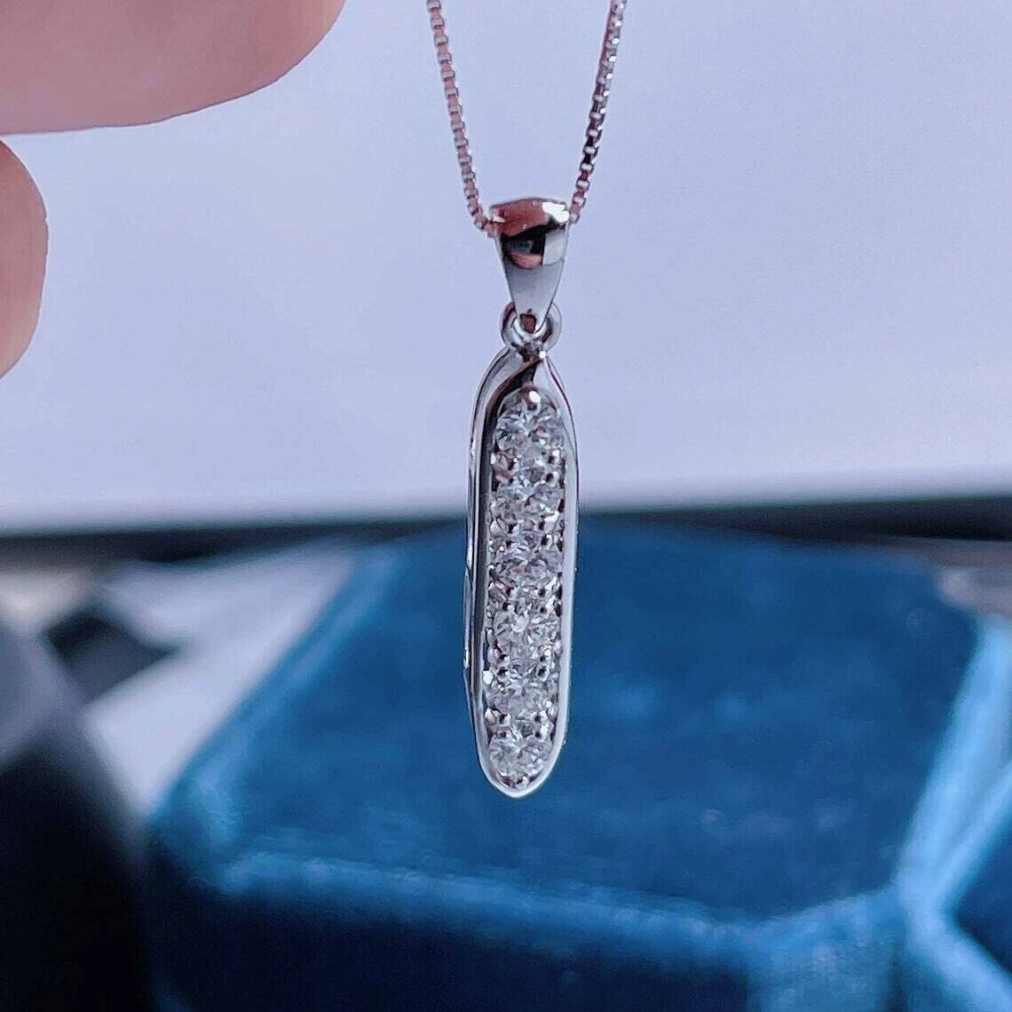925 Silver Journey Pendant Round Cut Simulated Diamond In 14K White Gold Plated