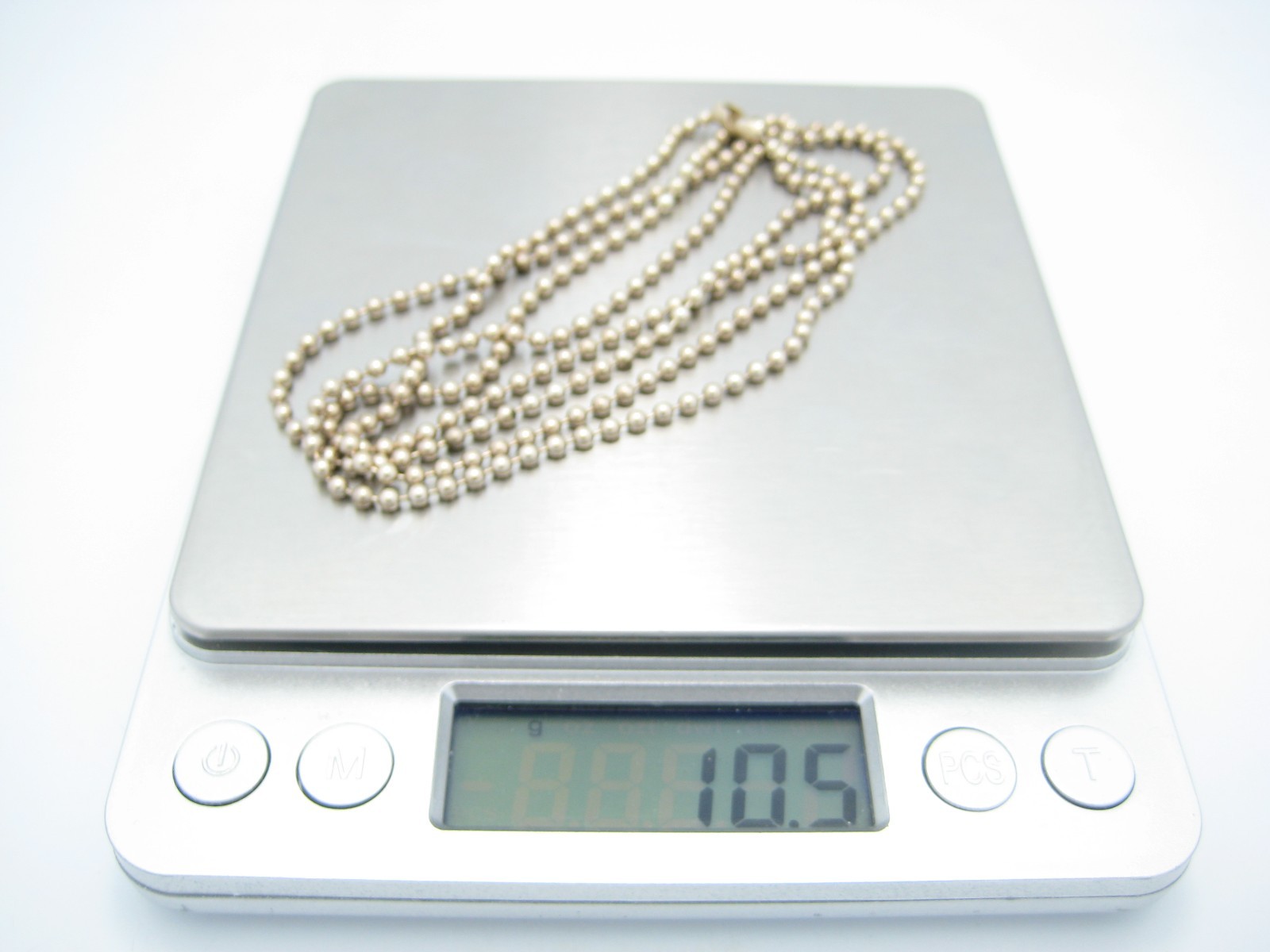Sterling Silver 2.2mm Beaded Chain Necklace 34″