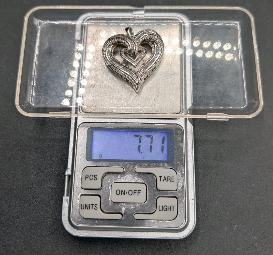 Sterling Silver 925 Rhodium Plated CZ Love Your Heart Pendant Great Mom Gift