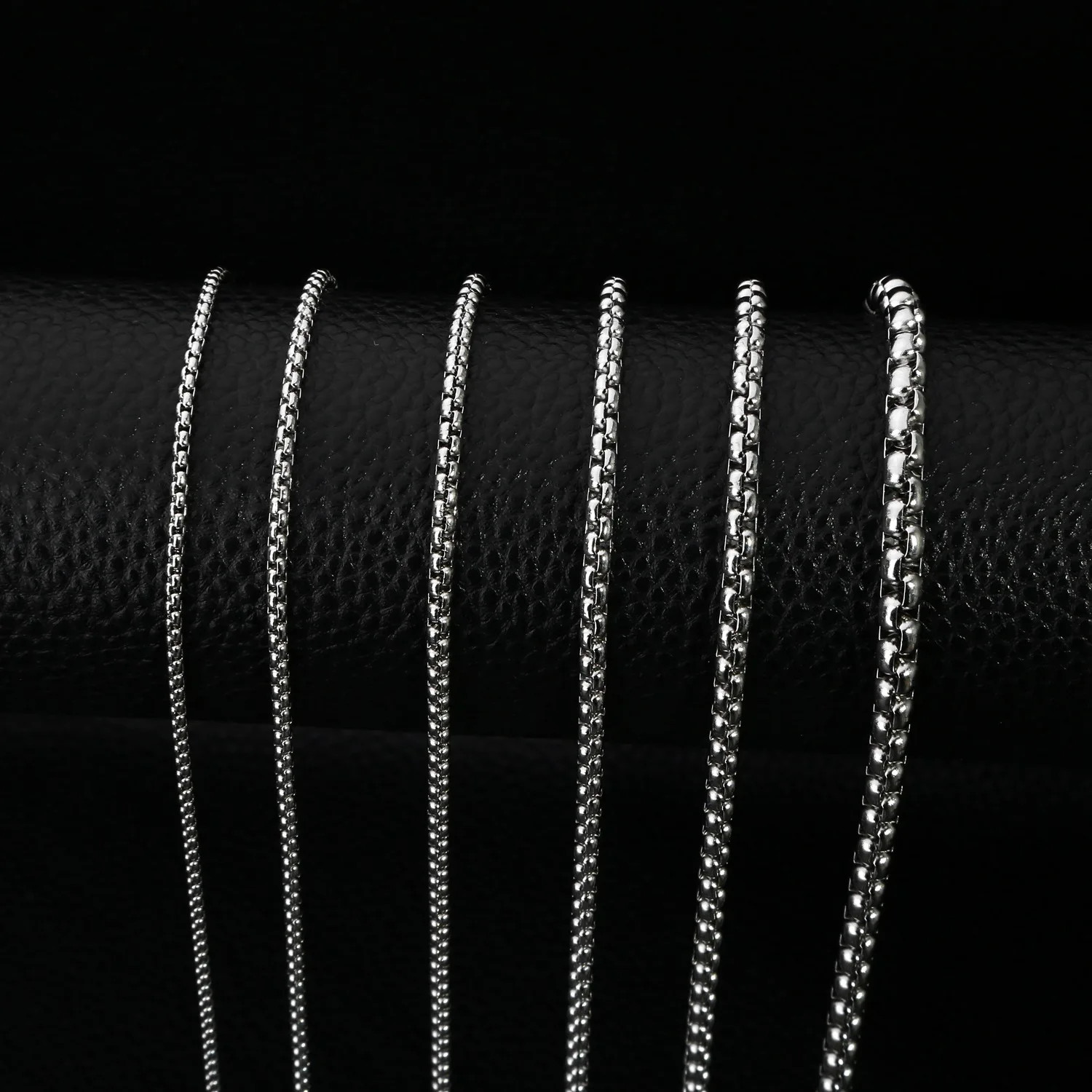 Stainless Steel Rolo Chain Necklace Square Box Link Choker Women Men Jewelry