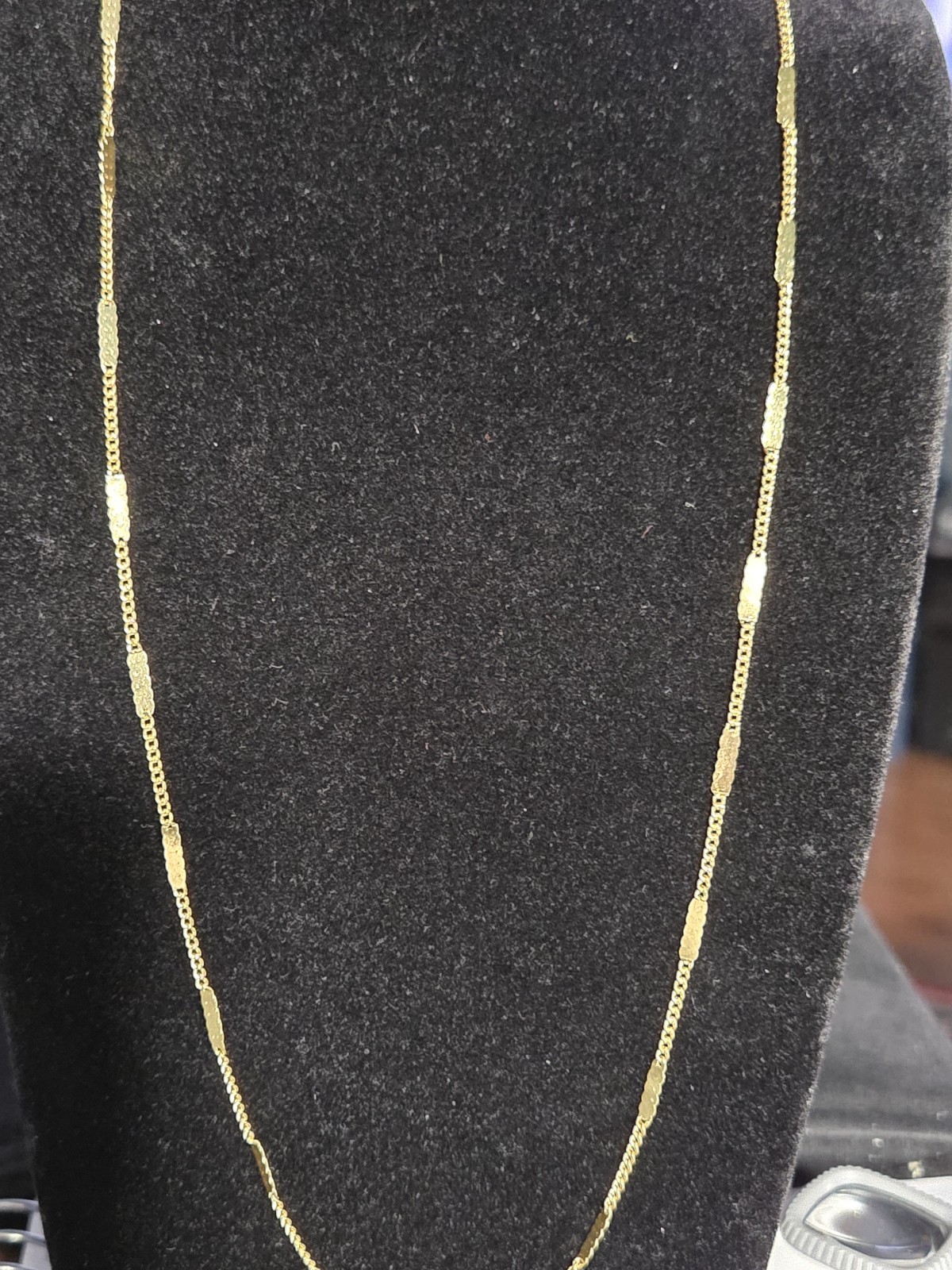 Gold Tone Textured Bar Station Chain Necklace 17-20″ Adjustable Great Layering