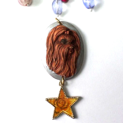 4 Different Resin Hand Painted Cats &Dog Cameos Pendants Top Hole 25mm -40x30mm
