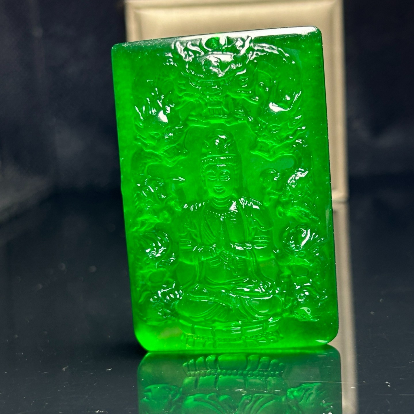 Nature ice green Burmese Jade Jadeite Carved dragon kwan-yin Pendant&Necklace
