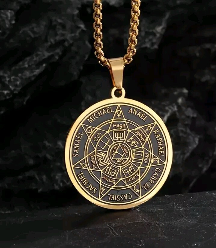 Cadena Acero Inoxidable Medalla Amuleto Protector Con Los Site Arcángeles