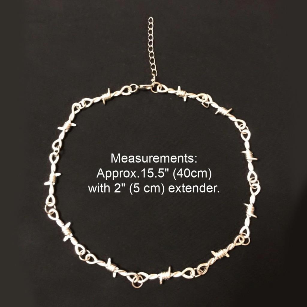 BARBED WIRE CHOKER NECKLACE 15.5″ Punk Rock Rocker Goth Silver Alloy Metal NEW