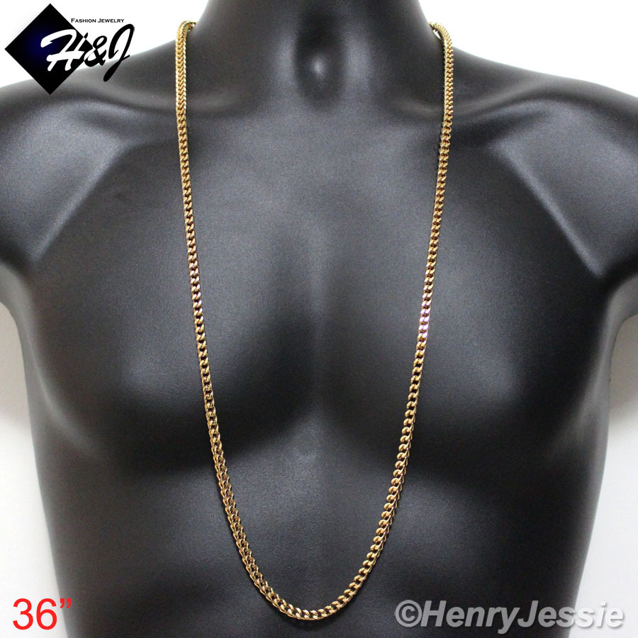 Stainless Steel 4.5mm/6mm Gold Plated Franco Box Cuban Curb Necklace*24″30″36