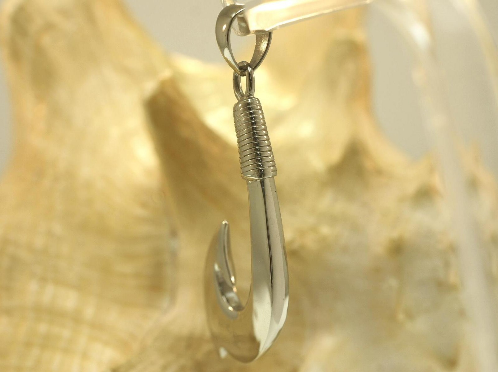 23MM SOLID TUNGSTEN GENUINE INLAID KOA WOOD HAWAIIAN MAKAU FISH HOOK PENDANT LF