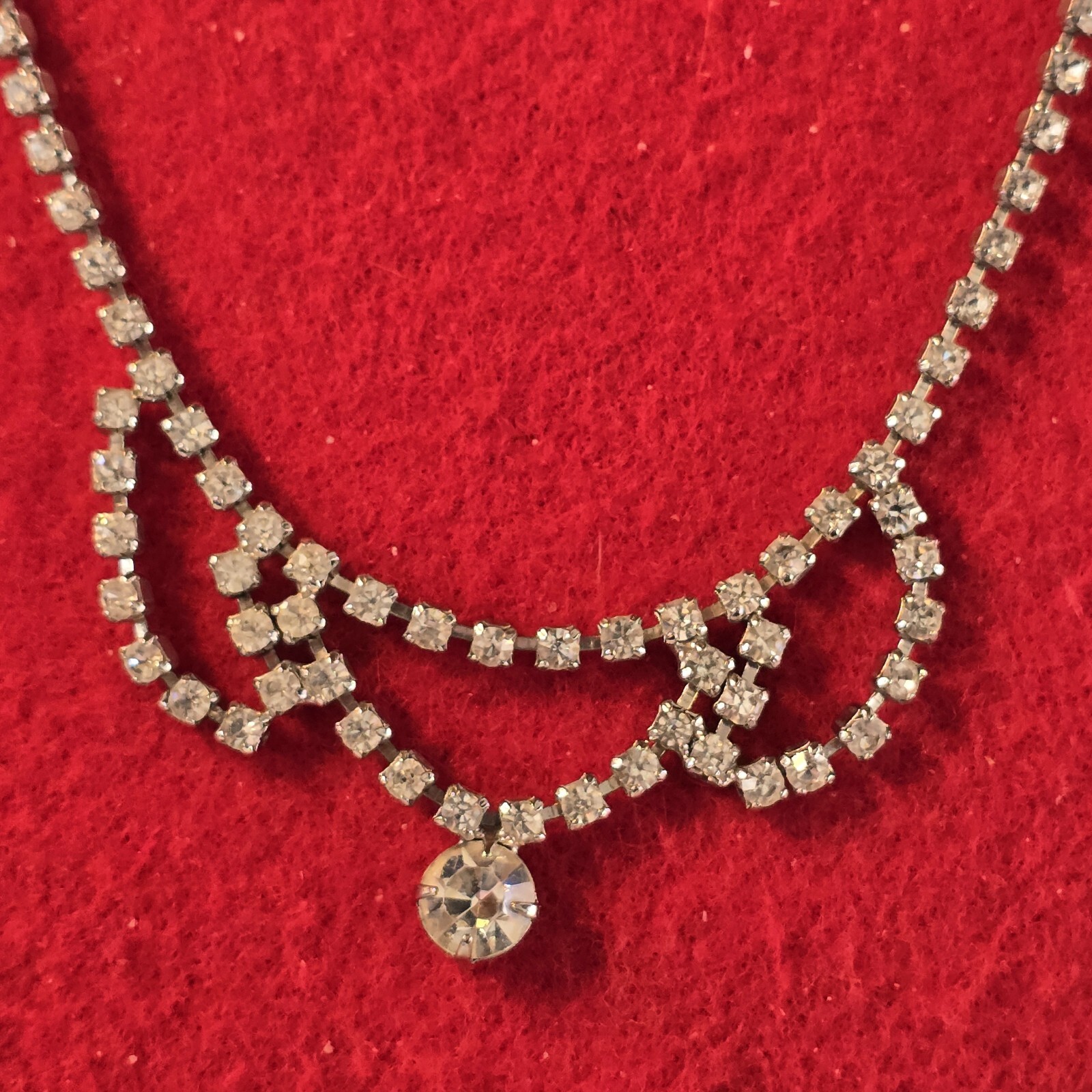 Rhinestone Choker Necklace 10K WGF 15″ Bezel/Prong Settings Open Back Vintage