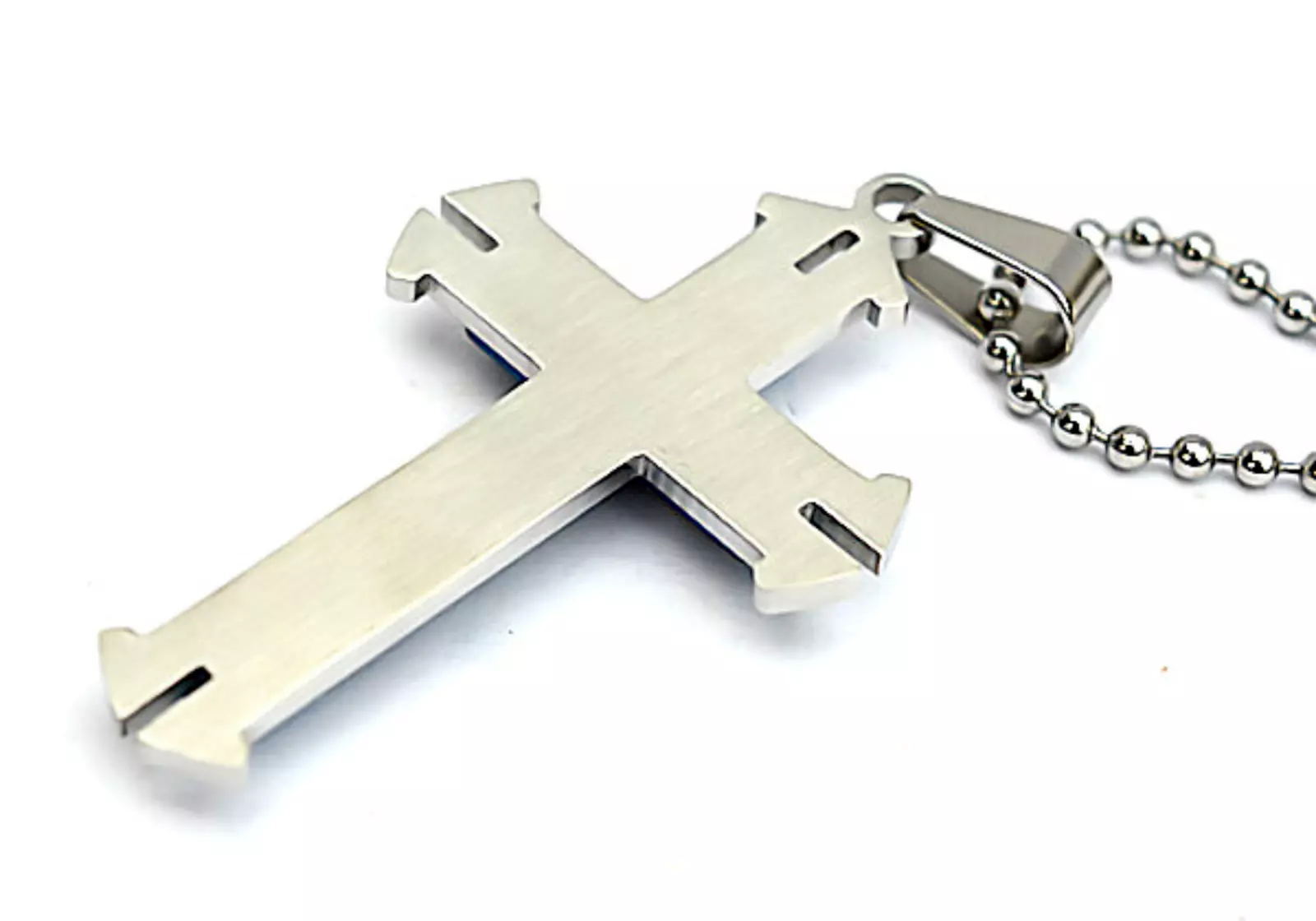Cool Boys Mens Stainless Steel Cross Pendant Necklace with 20” Bead Chain New