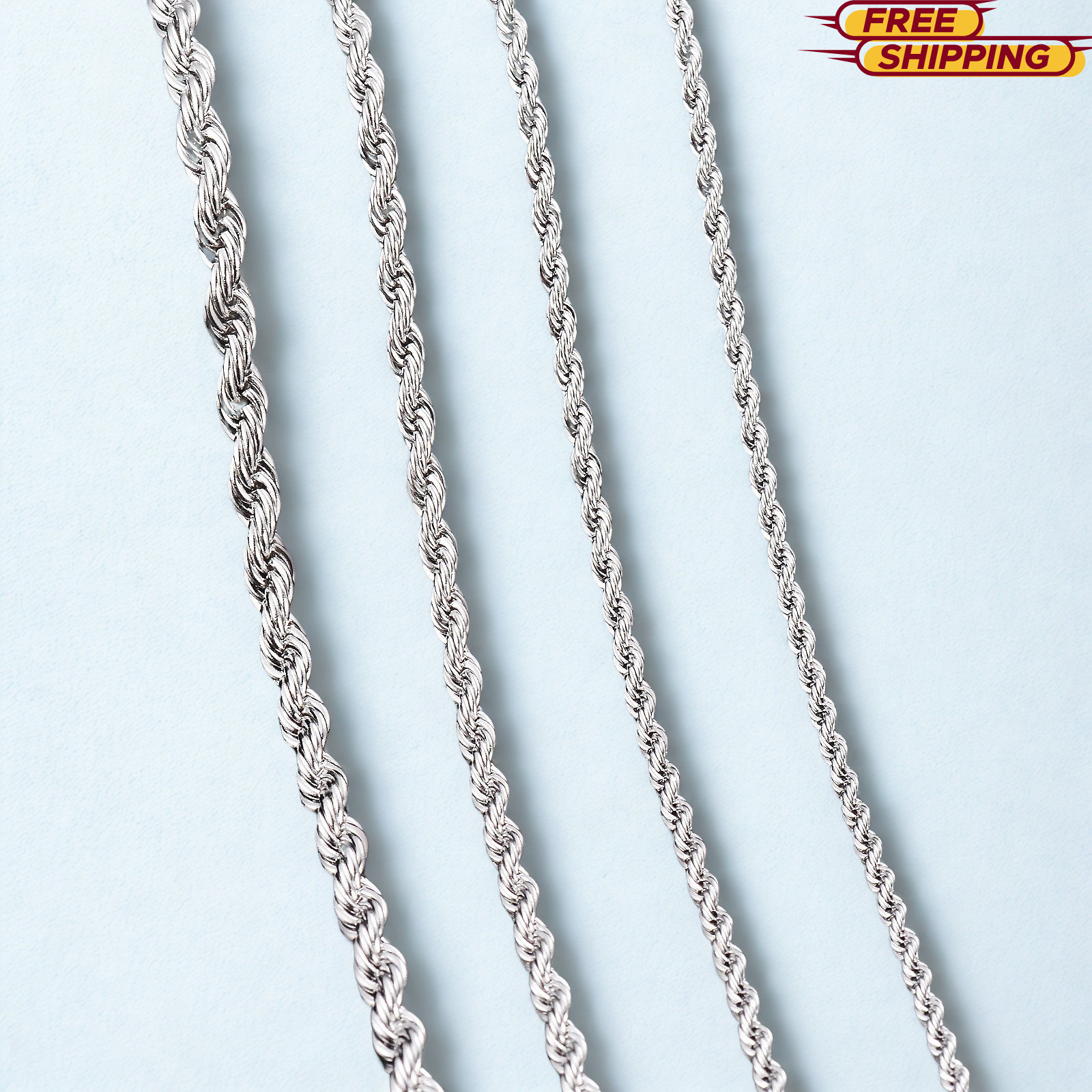 316L Stainless Steel Rope Chain Necklace 2-7mm Men Women Silver Link Chain 18-32