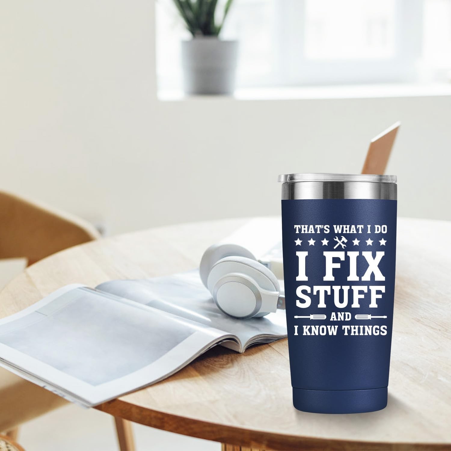 MASGALACC Funny Gifts for Men – 20oz Navy Blue Insulated Tumbler, Birthday