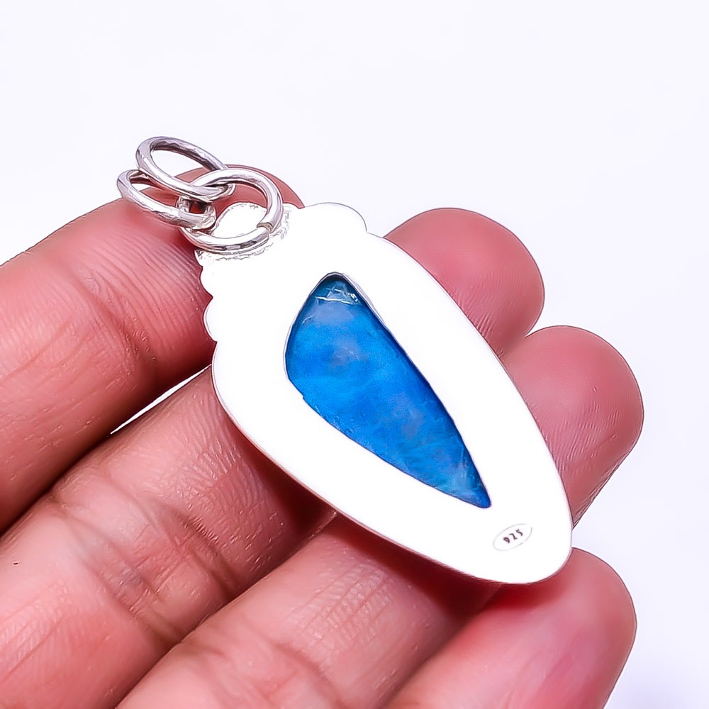 Shattuckite Oxidised Two Tone 925 Sterling Silver Pendant 2.15″ P8, Christmas