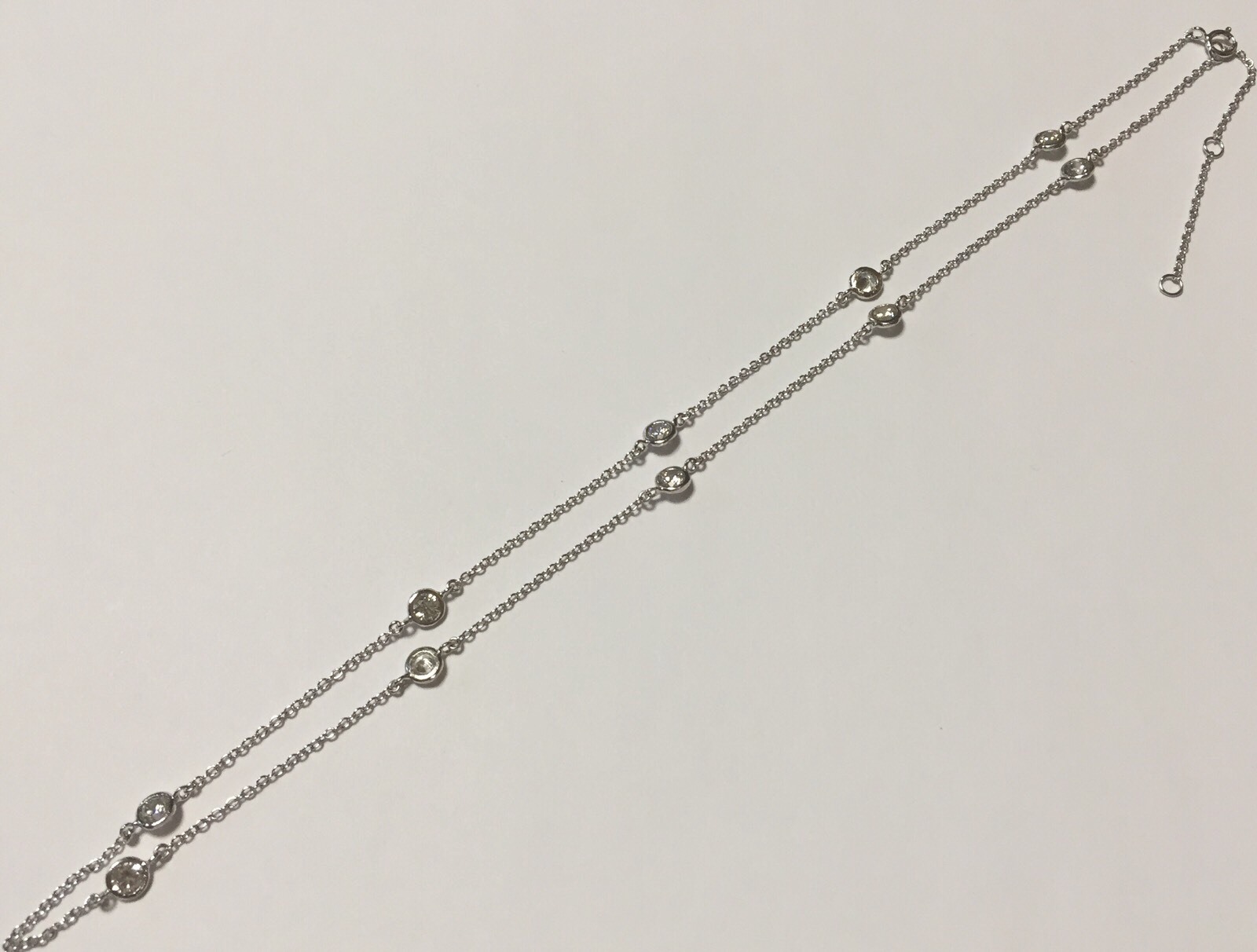 925 Sterling Silver Diamond by the Yard Necklace Adjustable 16”-18” “Brand NEW
