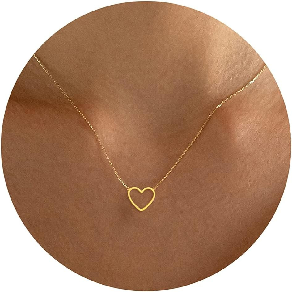 14K Gold/White Gold Plated Heart/Disc/Circle/Bee Necklace, Womens Choker Jewelry