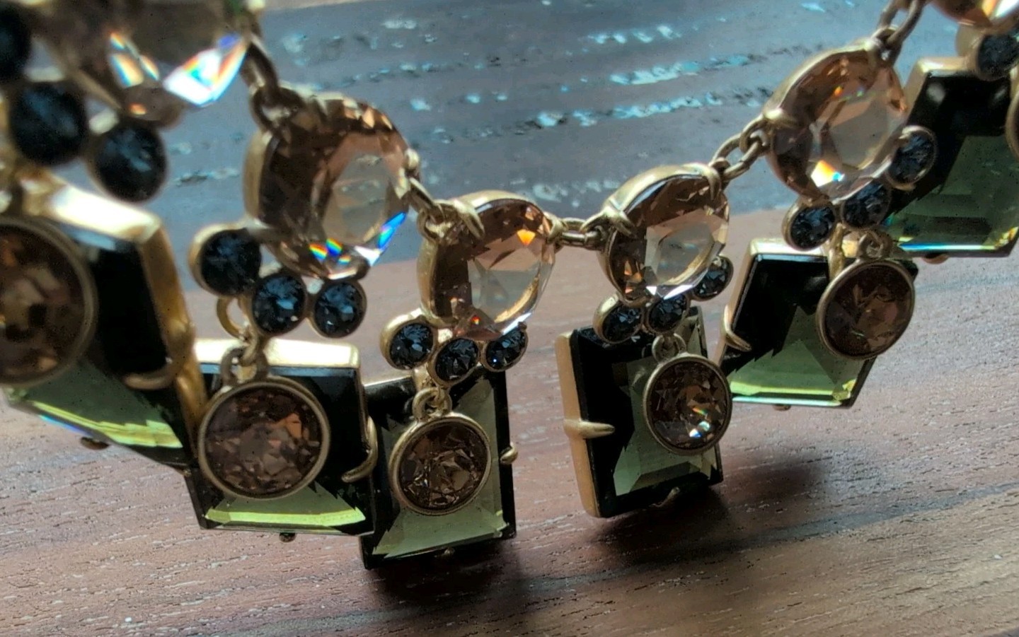 J CREW BLUE EMERALD GREEN TOPAZ STATEMENT NECKLACE